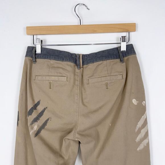 Anthropologie Pilcro Women's Hyphen Boho Patched Chino Khaki Pant Size 26 - Picture 9 of 16